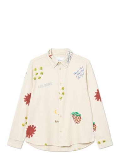 Karl Aop Shirt 2.0 Tops Shirts Casual Cream Les Deux