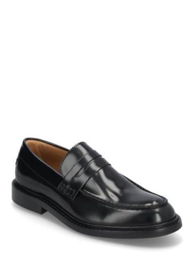 Slhcarter Leather Low Penny Loafer Loaferit Matalat Kengät Black Selec...