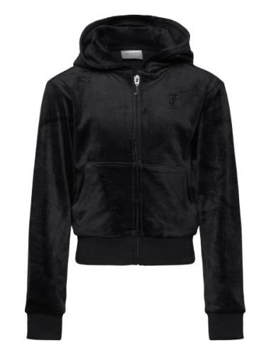 Tonal Zip Through Hoodie Tops Sweat-shirts & Hoodies Hoodies Black Jui...