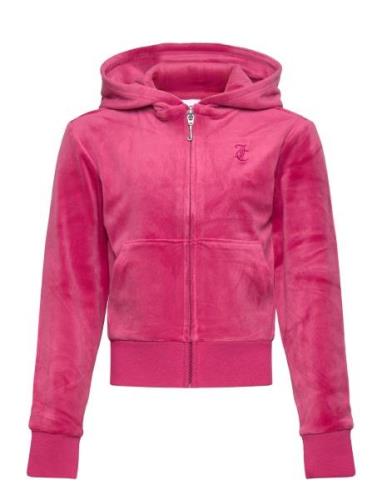 Tonal Zip Through Hoodie Tops Sweat-shirts & Hoodies Hoodies Pink Juic...