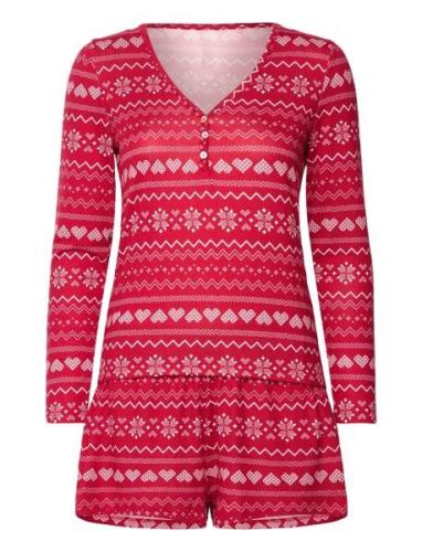 Pj Short Jersey Fairisle Pyjama Red Hunkemöller