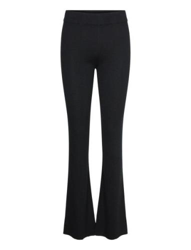 Fine Knit Rib Pants Bottoms Trousers Flared Black Davida Cashmere