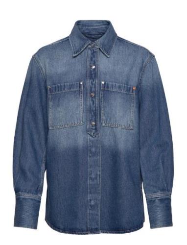 C_Cargo Shirt Tops Shirts Long-sleeved Blue BOSS