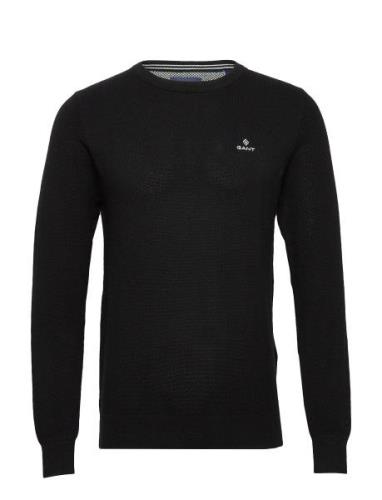 Cotton Pique C-Neck Tops Knitwear Round Necks Black GANT