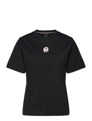 Elpha_Placed1 Tops T-shirts & Tops Short-sleeved Black BOSS