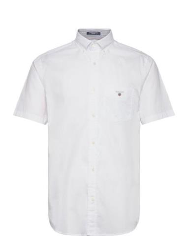 Reg Poplin O.shield Ss Shirt Tops Shirts Short-sleeved White GANT