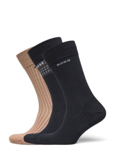 3P Rs Rib Stripe Cc Underwear Socks Regular Socks Black BOSS