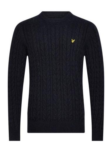 Cable Crew Neck Jumper Tops Knitwear Round Necks Black Lyle & Scott