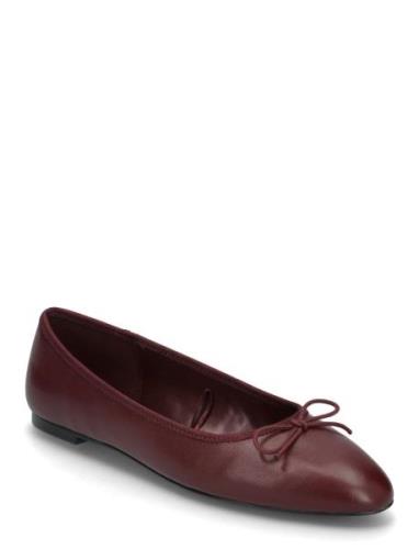 Leather Ballet Flats Ballerinat Burgundy Mango