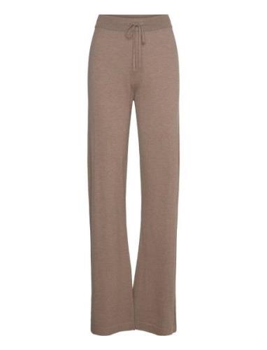 Fine Knit Flared Pants Bottoms Trousers Flared Beige Davida Cashmere