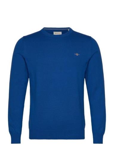 Classic Cotton C-Neck Tops Knitwear Round Necks Blue GANT